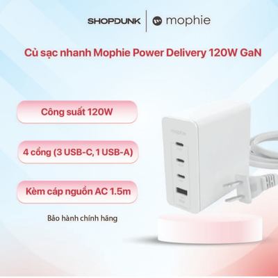 Củ sạc nhanh Mophie Power Delivery 120W GaN - 4 cổng sạc