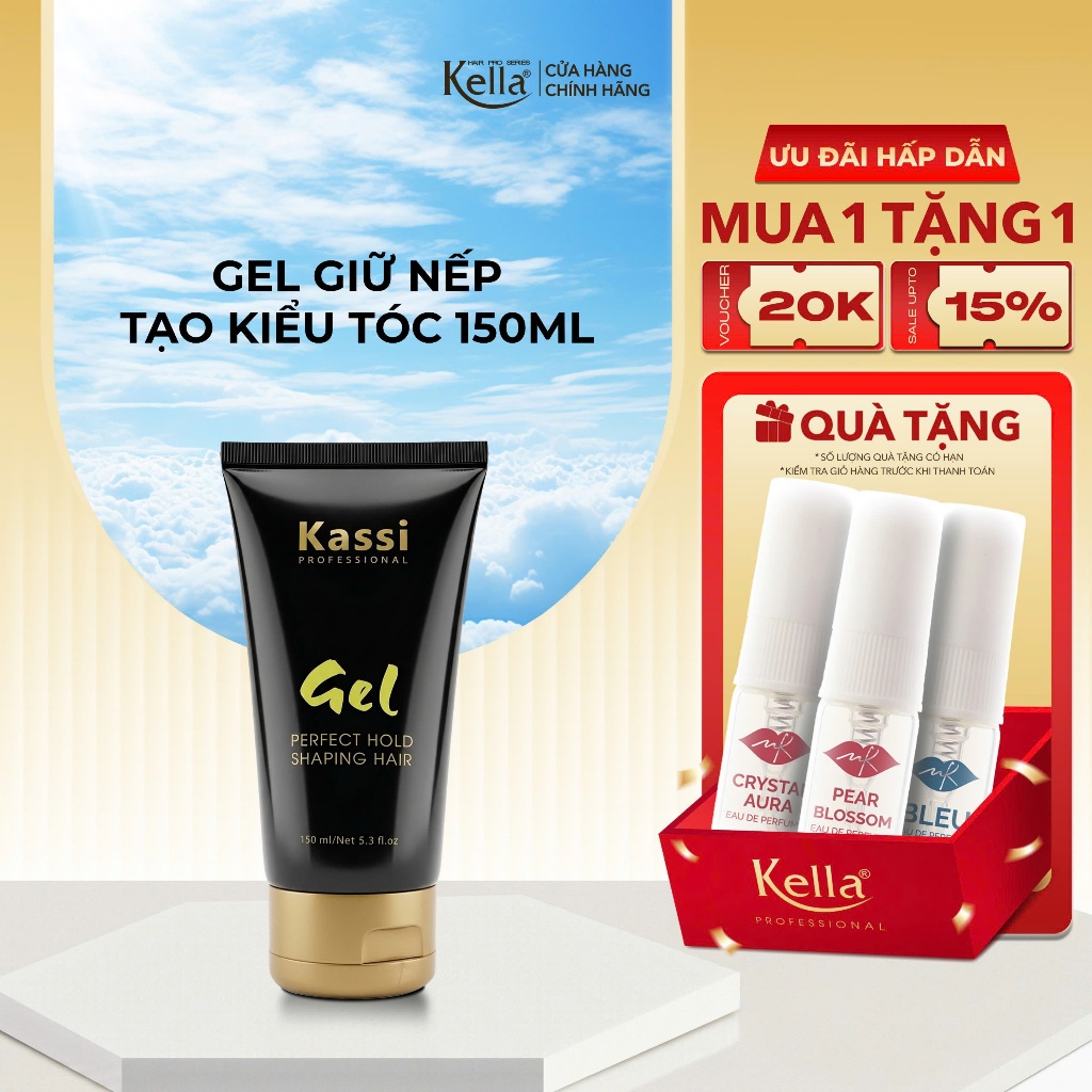Gel Tạo Kiểu Tóc Kassi Giữ Nếp Tóc Tự Nhiên, Định Hình Kiểu Tóc Không Bết Dính - Tuýp 150ml