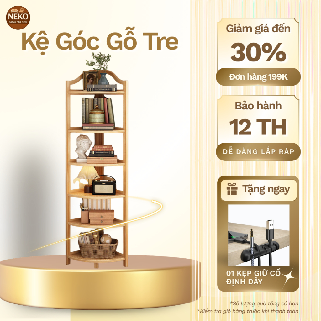 Kệ Góc Gỗ Tre Đa Năng, Kệ Trang Trí Phòng Khách, Kệ Góc Tiết Kiệm Diện Tích, Kệ Decor Nhà Cửa