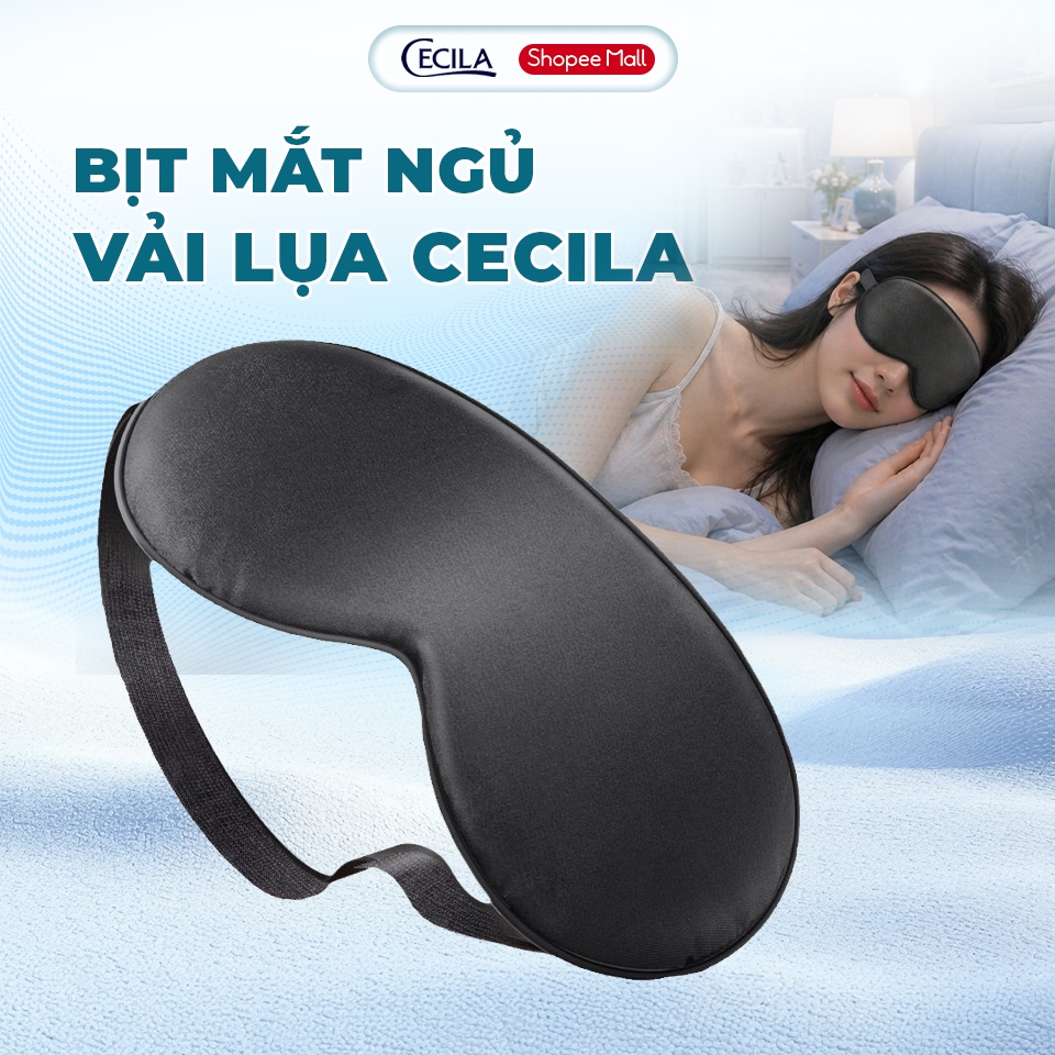 Bịt mắt ngủ vải lụa CECILA che mắt ngủ cao cấp có quai đeo điều chỉnh