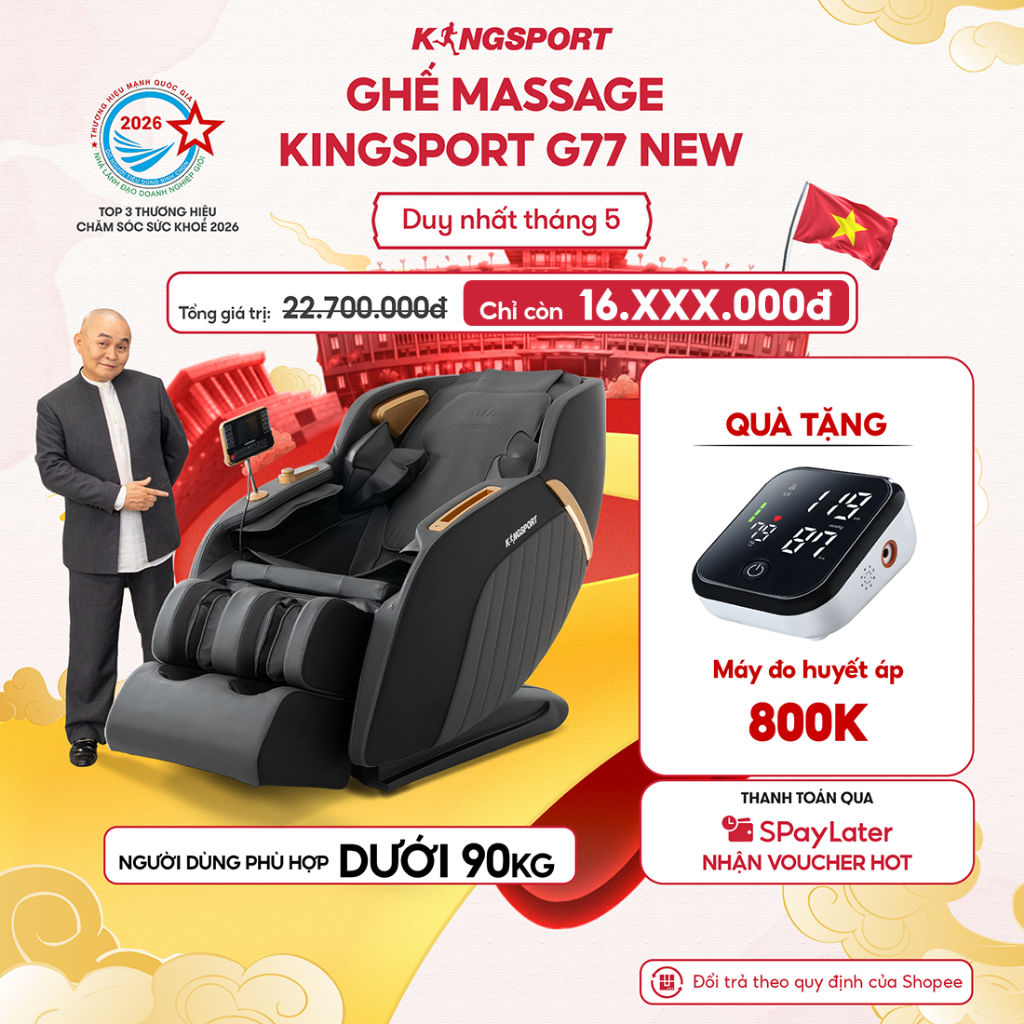 Ghế Massage Kingsport G77 - Ghế Massage Toàn Thân Cao Cấp với 48 Balo Không Khí và Chế Độ Zero Gravity