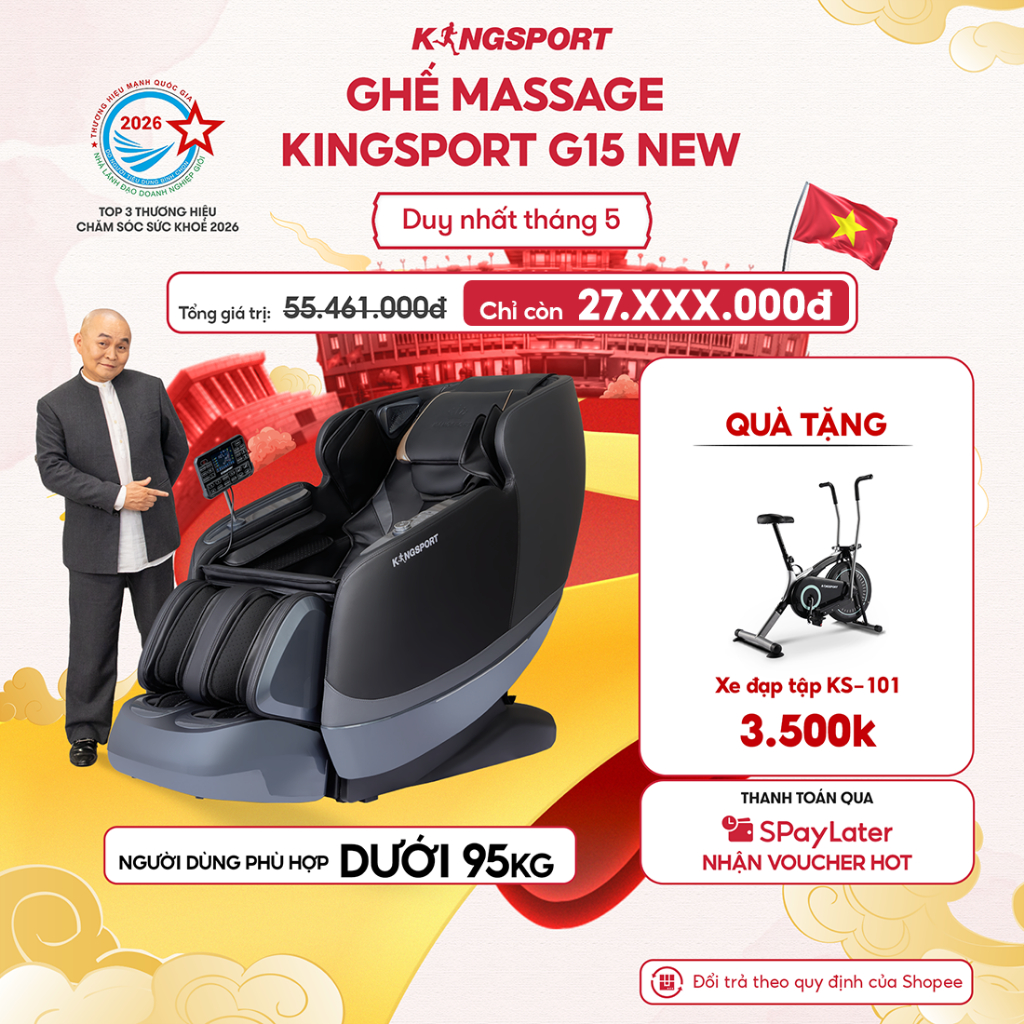 CHỈ GIAO MIỀN NAM | Ghế massage KINGSPORT Standard G15 NEW công nghệ Kingtech Touch Pro, massage kéo