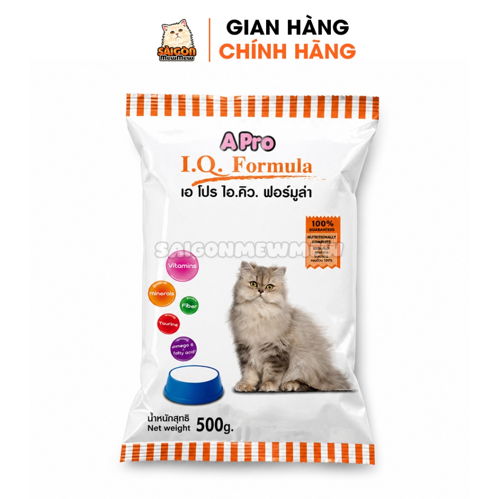 Hạt Cho Mèo APRO I.Q 500g – Thức Ăn Khô Cat Food Dinh Dưỡng, Giá Tốt, Dễ Ăn