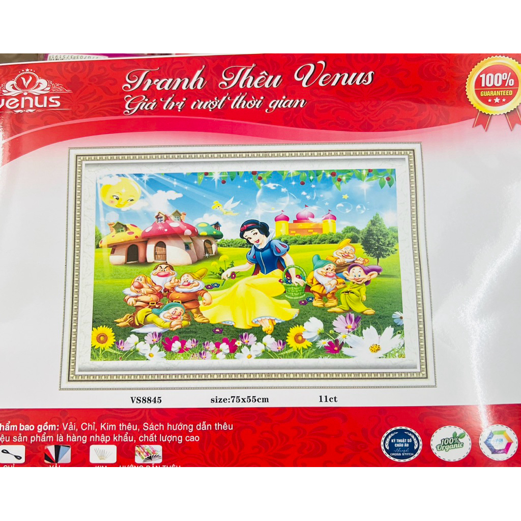 Tranh thêu kín Bạch tuyết và 7 chú lùn VS8845, kích thước cm