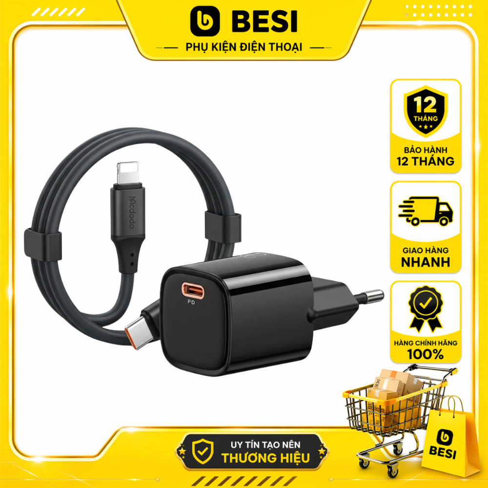 Bộ Sạc Nhanh Mcdodo Nano 20W PD | Kèm Cáp Sạc Nhanh, Củ Sạc Siêu Nhỏ