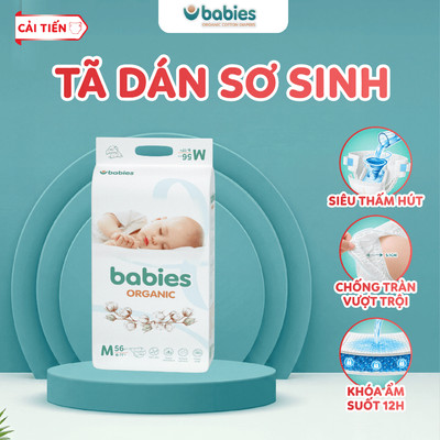 [Giá Ưu Đãi] Tã Dán BABIES ORGANIC Size NB/S/M/L, Siêu Mềm Mịn, Thấm Hút Tức Thì, An Toàn, Dịu Nhẹ Với Làn Da Bé