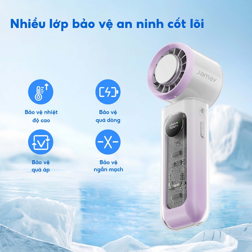 JAMAY F27 Quạt cầm tay - 100 cấp độ gió, gập linh hoạt 135 độ, tích hợp sò lạnh - Bảo hành 6 tháng - Tặng dây đeo | BigBuy360 - bigbuy360.vn