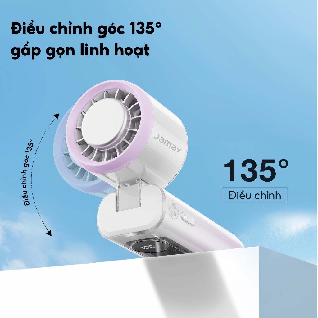 JAMAY F27 Quạt cầm tay - 100 cấp độ gió, gập linh hoạt 135 độ, tích hợp sò lạnh - Bảo hành 6 tháng - Tặng dây đeo | BigBuy360 - bigbuy360.vn