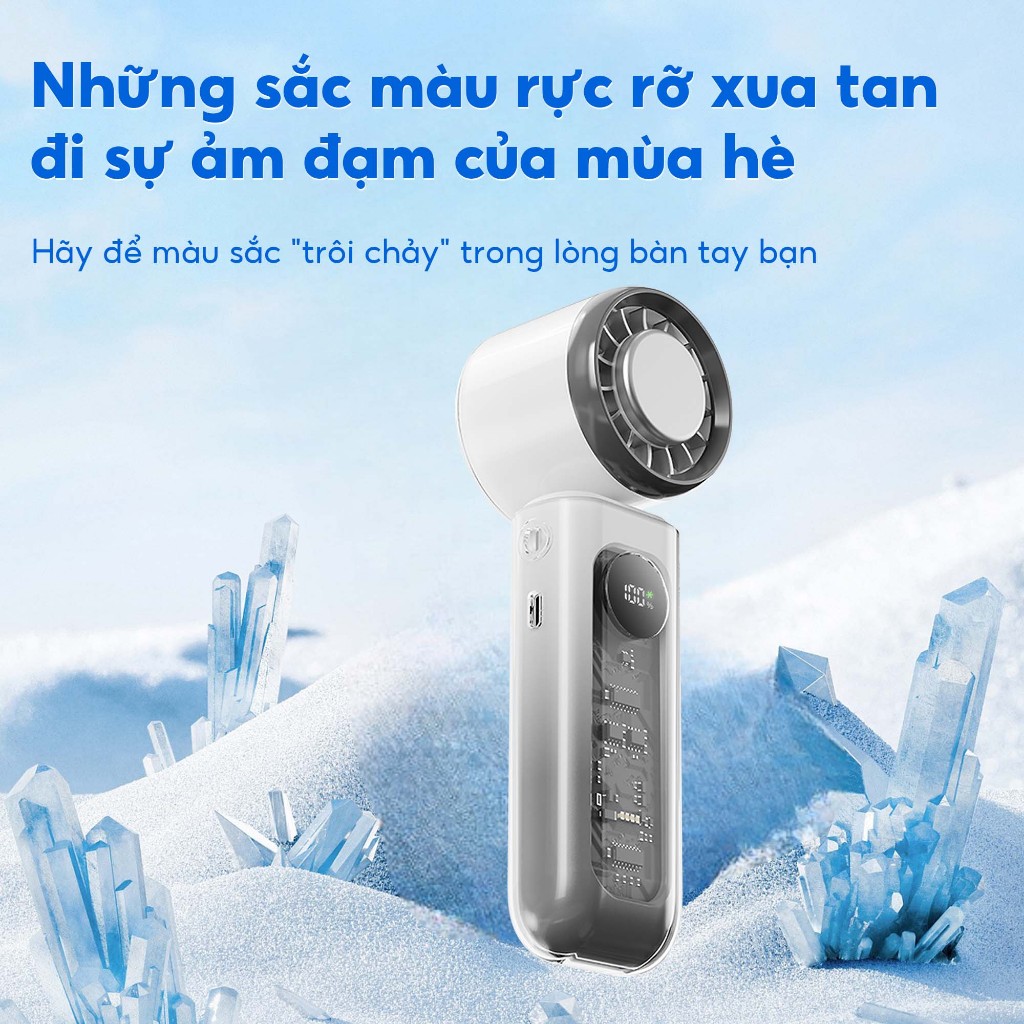 JAMAY F27 Quạt cầm tay - 100 cấp độ gió, gập linh hoạt 135 độ, tích hợp sò lạnh - Bảo hành 6 tháng - Tặng dây đeo | BigBuy360 - bigbuy360.vn