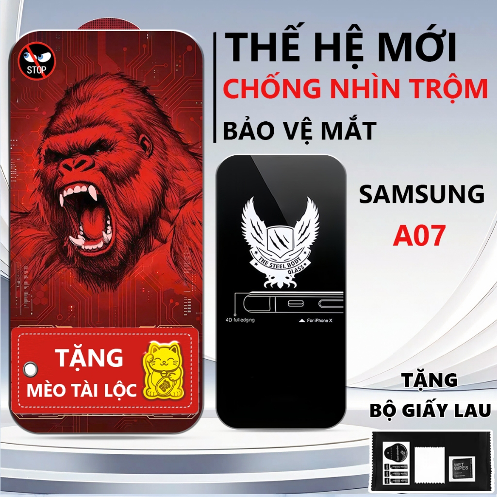 Kính cường lực chống nhìn trộm Samsung A07 chống ánh sáng xanh, bảo vệ mắt-Pancase