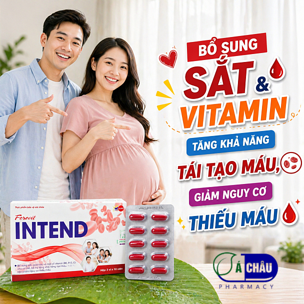 Ferovit Intend - Viên Uống Bổ Sung Sắt Cho Người Thiếu Máu Do Thiếu Sắt Chỉ 1 Viên Mỗi Ngày (Hộp 30 