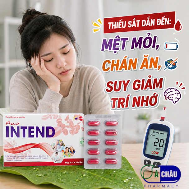 [Hộp 30 Viên] Ferovit Intend - Chỉ 1 Viên Mỗi Ngày Giúp Bổ Sung Sắt, Vitamin Cho Người Thiếu Máu Do 