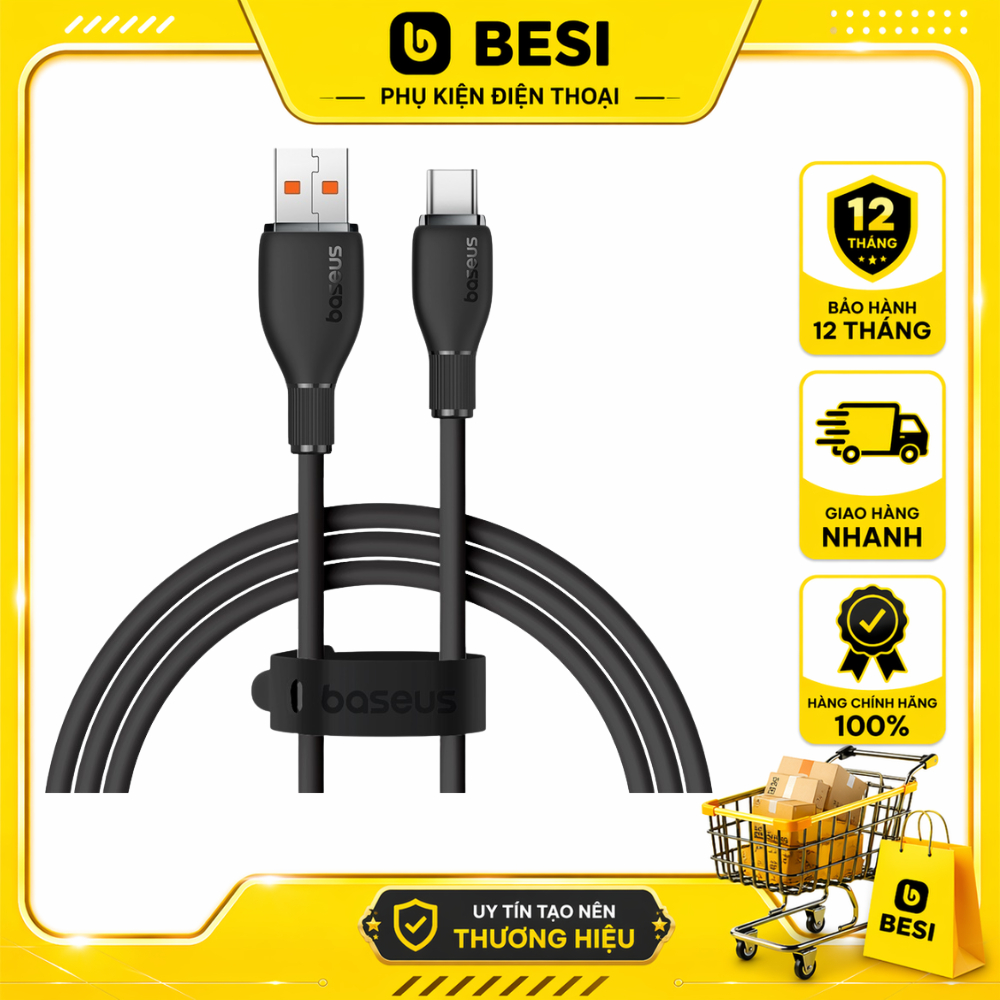 Cáp Sạc Nhanh Baseus Pudding 100W USB to Type-C | Chất Liệu Mềm Mịn, Siêu Bền
