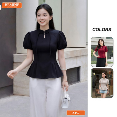 Áo thiết kế BEMINE cổ tàu tay phồng-A457