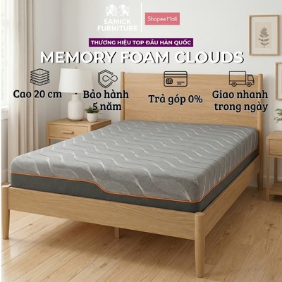 Nệm Memory Foam Clouds 20cm Samick Furniture - Màu Xám