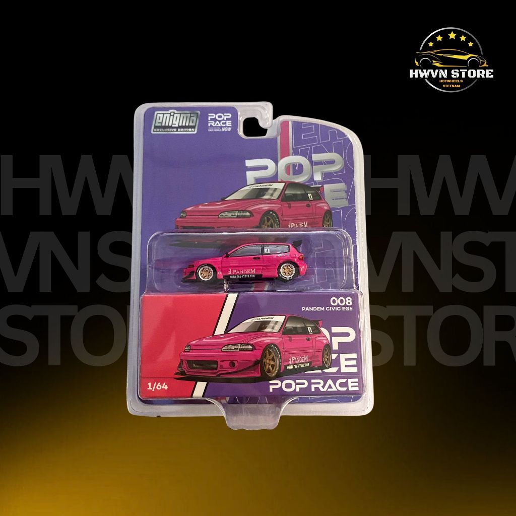 Xe mô hình Poprace PANDEM CIVIC EG6 PINK màu hồng ( Card #008 )