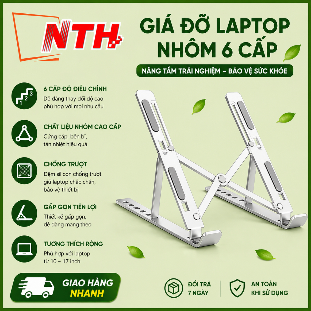 Giá Đỡ LAPTOP nhôm 6 cấp Đế Đỡ
