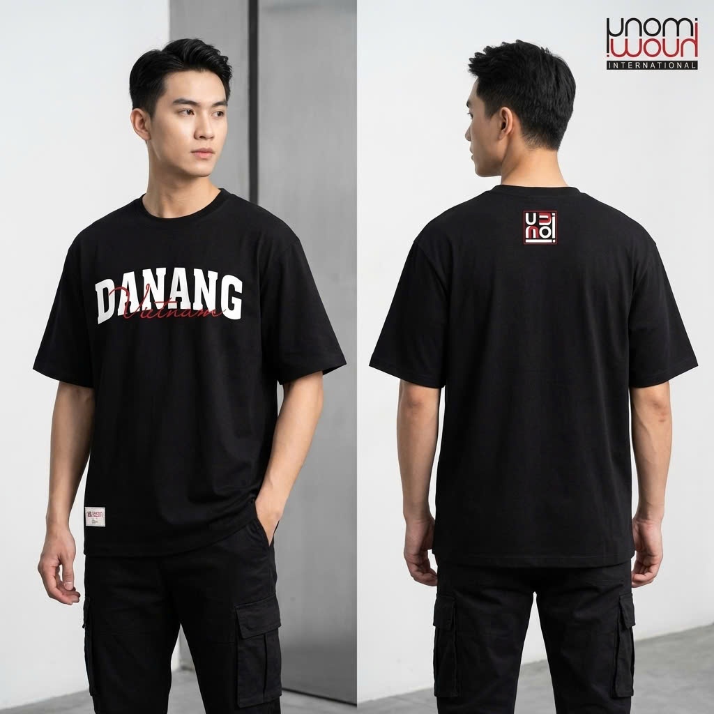 Áo Phông Chữ ĐÀ NẴNG Local Brand UNOMI 260GSM Nam Nữ Unisex Cotton 100% Phông Rộng Tay Lỡ UNOMI-A270