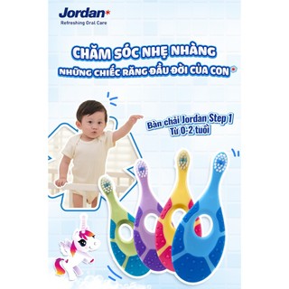 [Giao màu ngẫu nhiên] Combo 4 Bàn chải đánh răng Jordan bước 1 cho bé 0-2 tuổi, lông tơ mềm siêu mảnh bảo vệ nướu