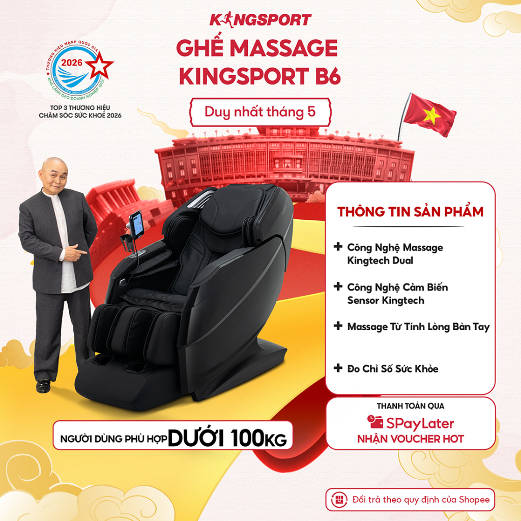 Ghế massage KINGSPORT Premium B6 23 bài massage cao cấp,  công nghệ massage Kingtech Dual