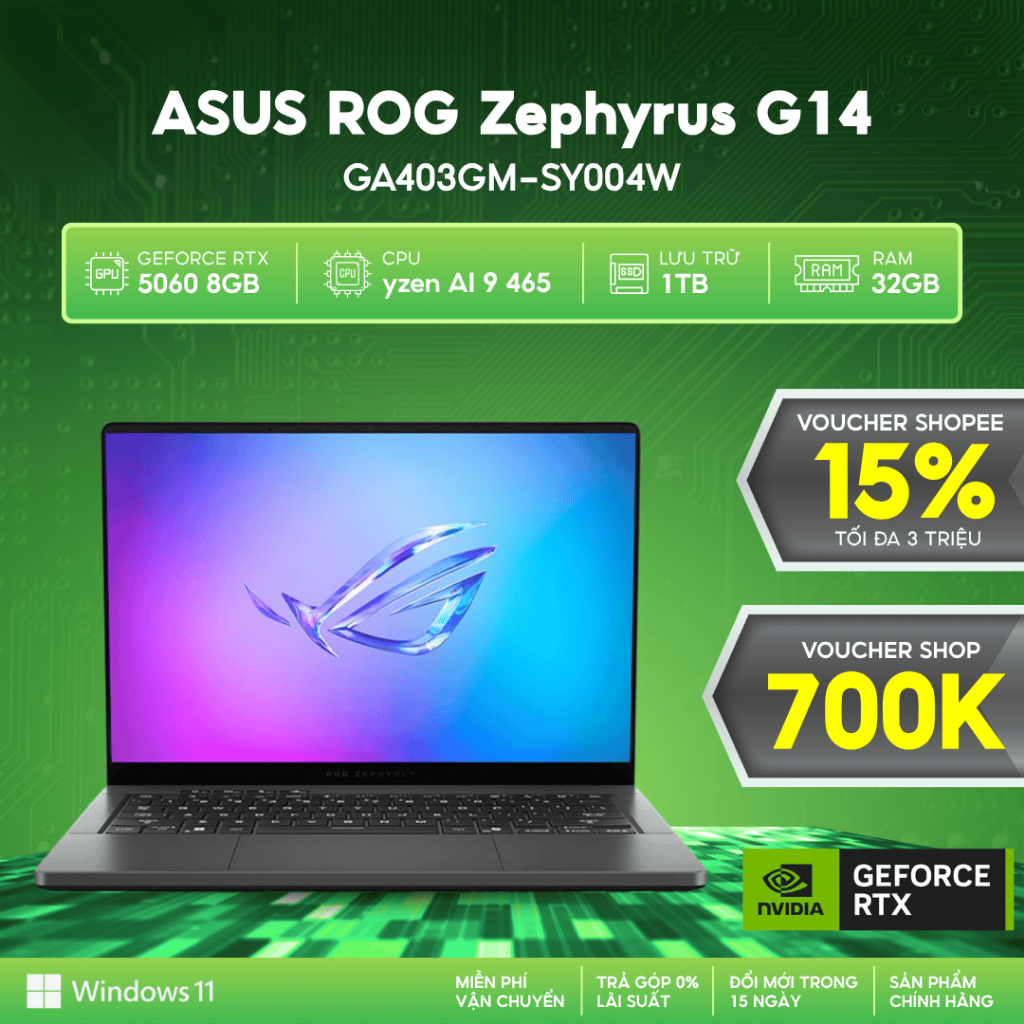 Laptop ASUS ROG Zephyrus G14 GA403GM-SY004W (Ryzen AI 9 465 | RTX 5060 8GB | 32GB | 1TB | 14' 3K OLE