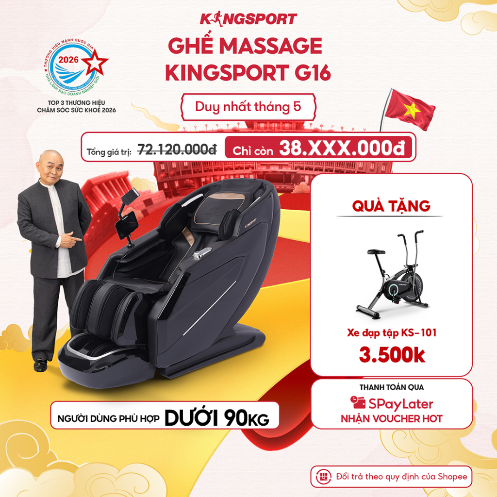 Ghế massage KINGSPORT G16 công nghệ Massage Kingtech Touch Pro, 12 bài massage chuyên nghiệp