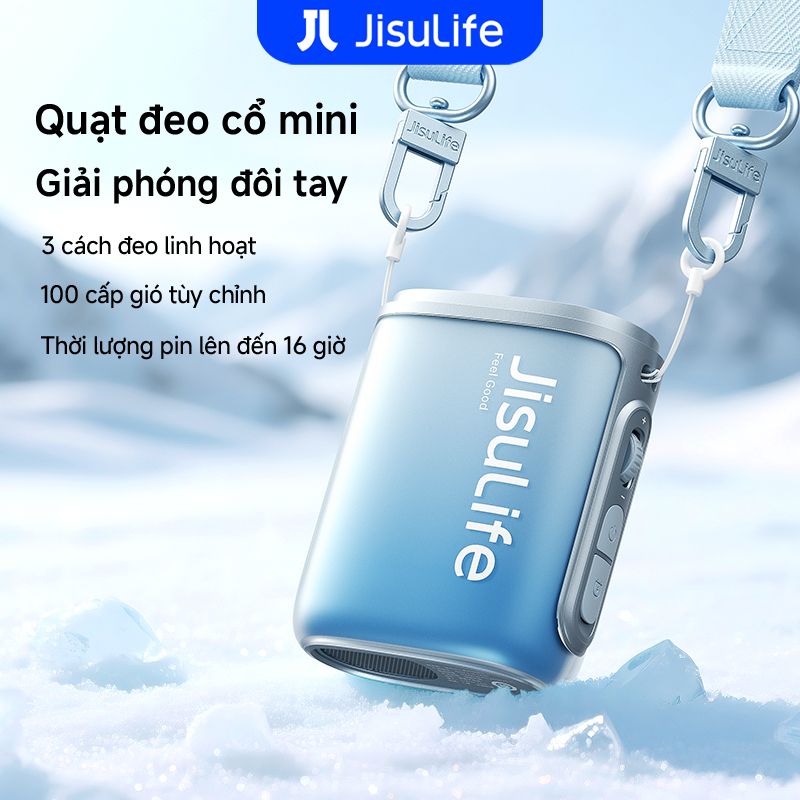 Quạt đeo cổ JisuLife 5, 100 nấc gió siêu mạnh, quạt cầm tay, màn hình LED, quạt thể thao, quạt đeo thắt lưng, thời trang | BigBuy360 - bigbuy360.vn