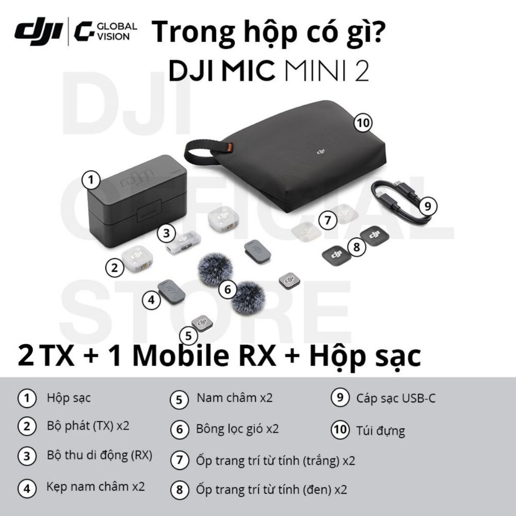 DJI Mic Mini 2 thu âm không dây nhỏ gọn, khử ồn 2 cấp độ, màu sắc trẻ trung (DJI Mic Mini 2) | BigBuy360 - bigbuy360.vn
