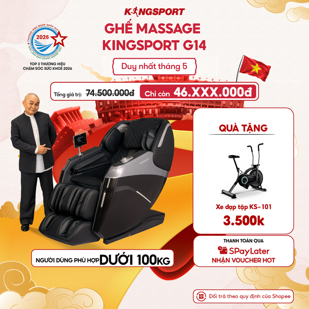 Ghế massage KINGSPORT G14 công nghệ massage Kingtech Touch Premium, 15 bài massage cao cấp