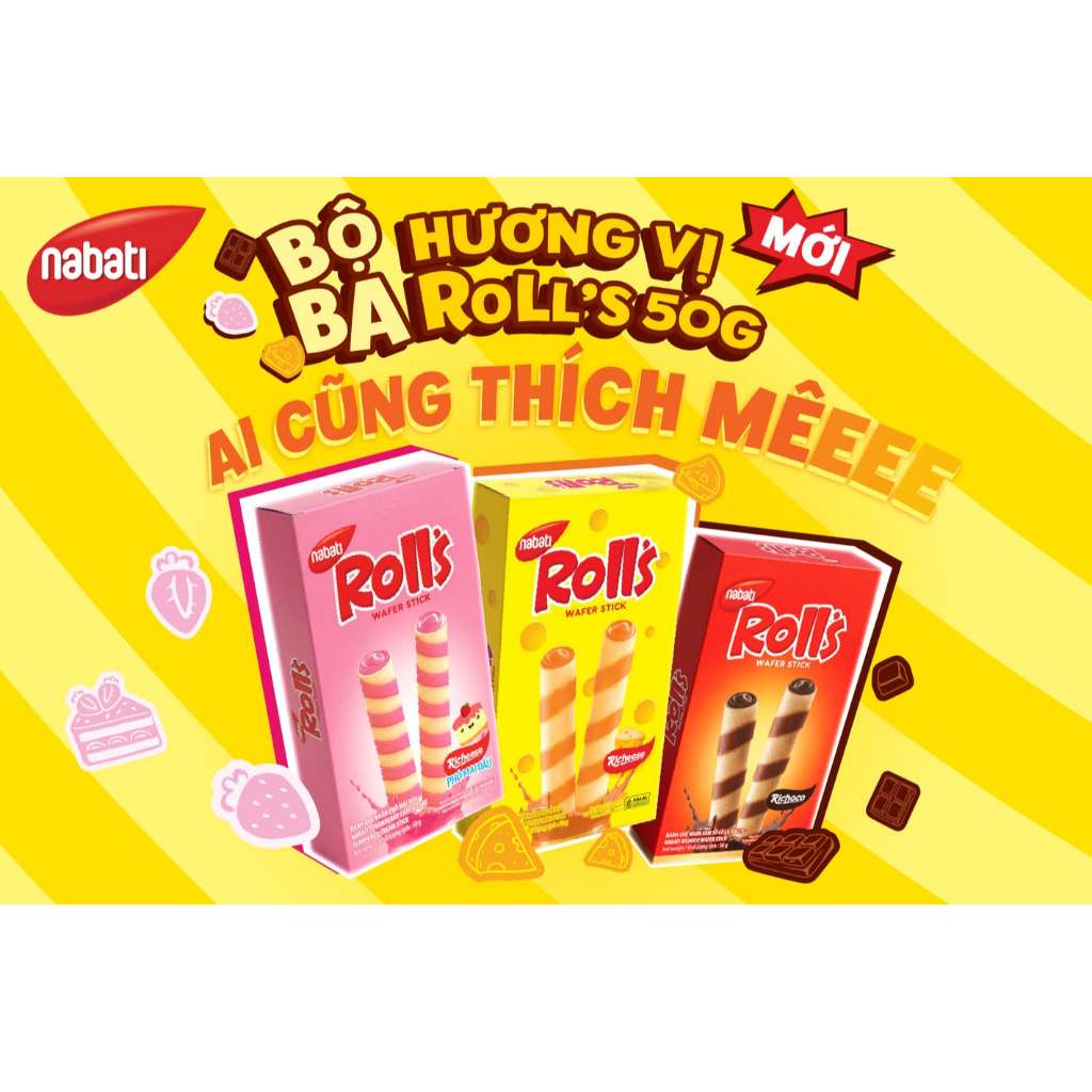 [ 3 vị ] Bánh Quế Nhân Kem Nabati Rolls
