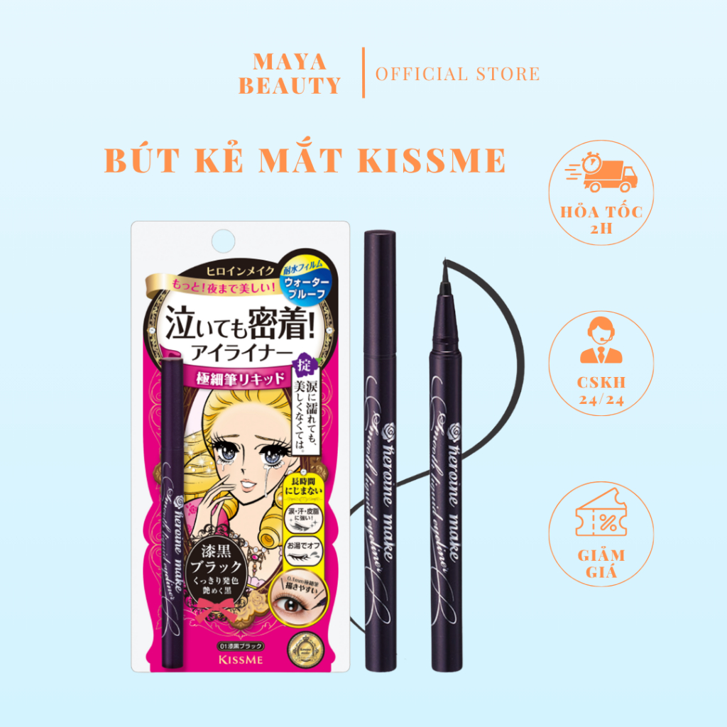 Bút Kẻ Mắt Nước Nét Sắc Mãnh, Không Trôi Kissme Smooth Liquid Eyeliner Super Keep - Maya.Cosmetics