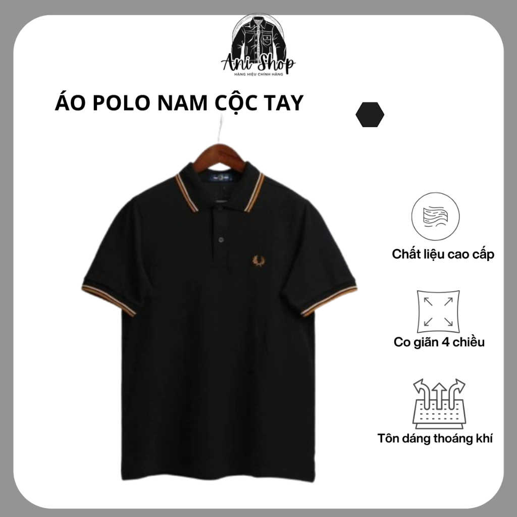 Áo Polo Fred Perry Đen Viền Nâu Hàng Chính Hãng - Áo Thun Có Cổ Nam Cao Cấp | Anishop