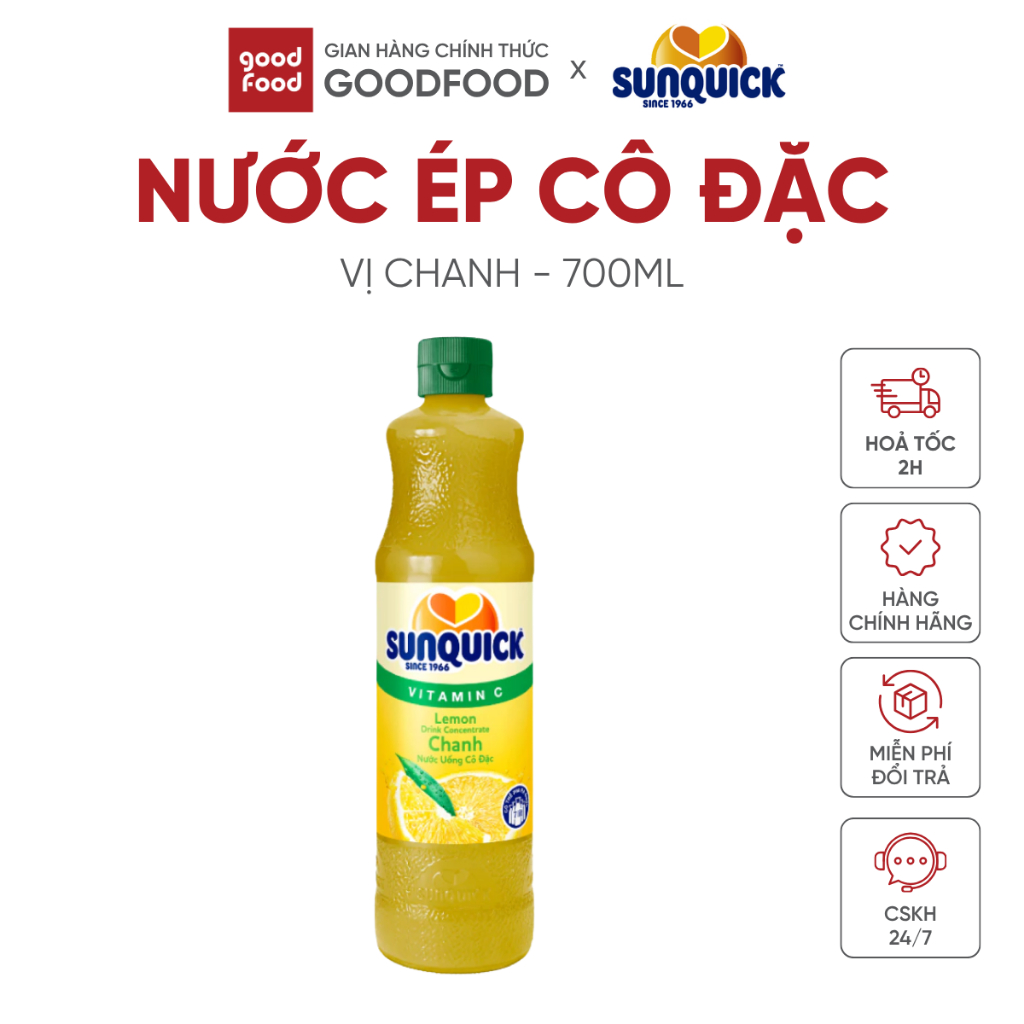Nước ép trái cây cô đặc Sunquick vị chanh 700ml nguyên chất - 1 chai