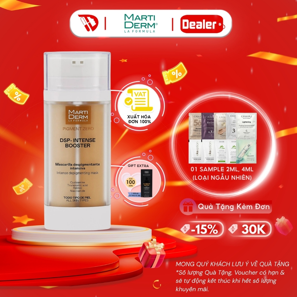 Mặt nạ dưỡng chứa Cysteamine làmsáng da, mờ nám MartiDerm DSP Intense Booster 30ml