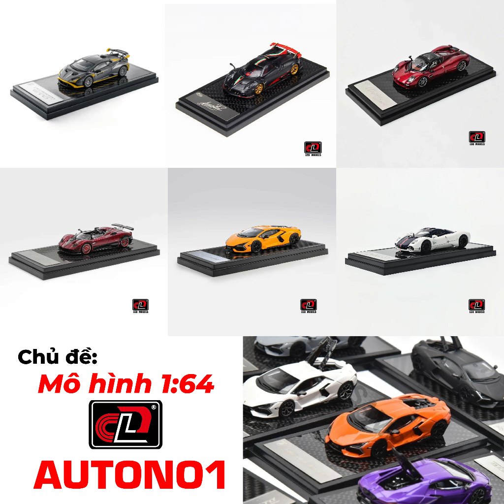 Các mẫu mô hình xe Lamborghini Revuelto McLaren F1 P1 Pagani Huayra Utopia BC Roadster tỉ lệ 1:64 LC