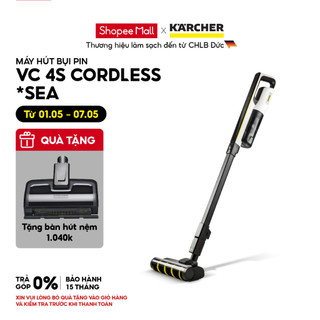 Máy hút bụi cầm tay dùng pin Lithium-ion Karcher VC 4s với đầu hút xoáy 180 độ- công suất hút 15000 Pa - màu trắng