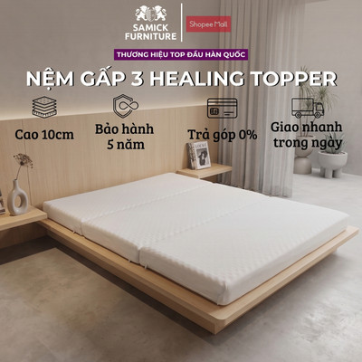 Nệm gấp 3 Healing cao cấp Samick Furniture Hàn Quốc - cao 10cm màu trắng