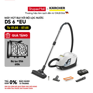 Máy hút bụi gia đình Karcher DS 6 sử dụng bộ lọc nước hiện đại , công suất hút thực tế 650w cùng hệ thống lọc đa lốc