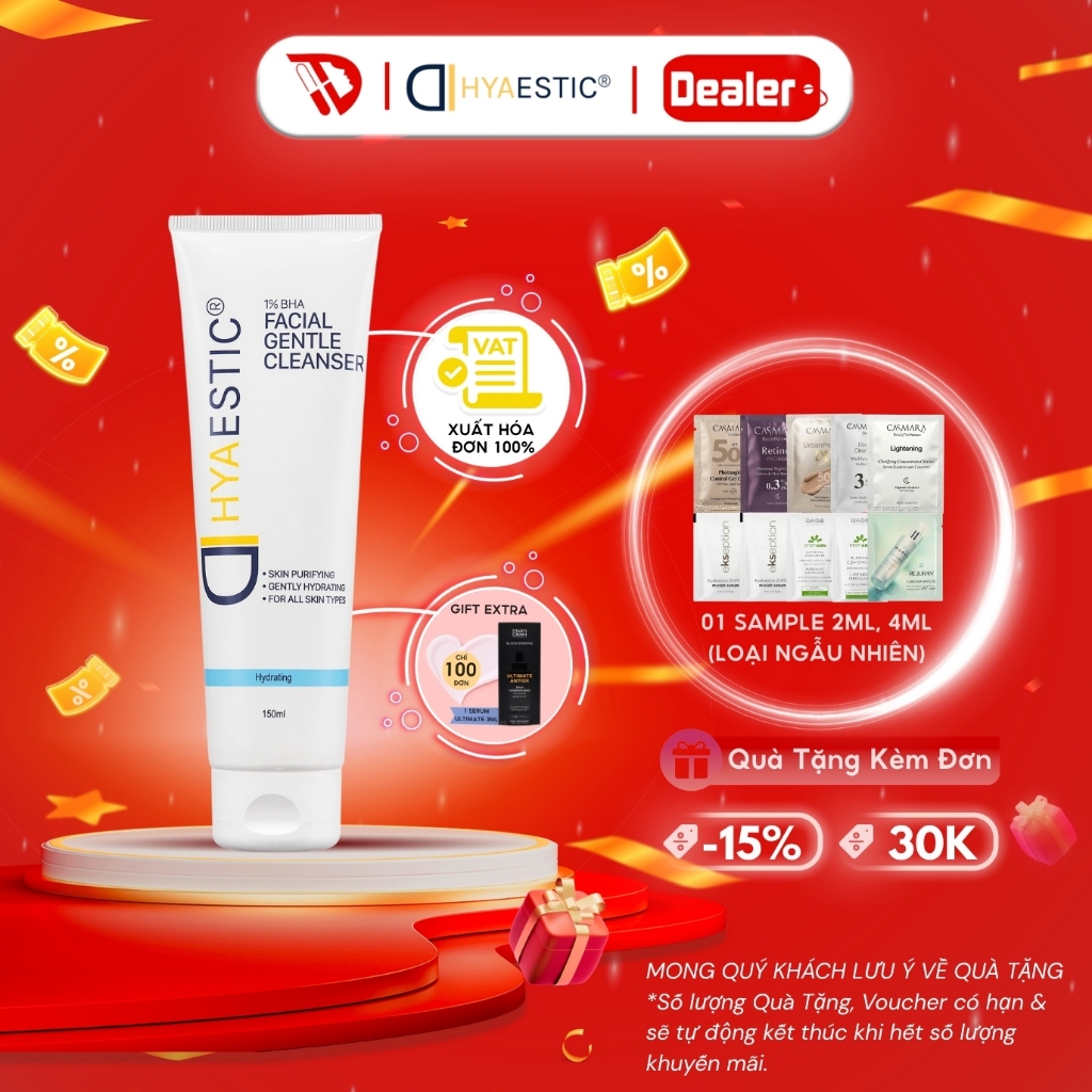 Sữa Rửa Mặt BHA Dịu Nhẹ Làm Sạch Sâu Hyaestic 1% BHA Facial Gentle Cleanser