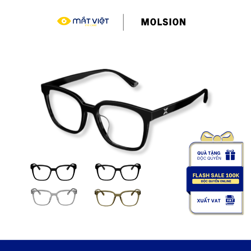 Gọng Kính Unisex MOLSION MX3001, Gọng Kính Vuông, Gọng Kính Acetate Cao Cấp, Mắt Kính Chính Hãng Mắt