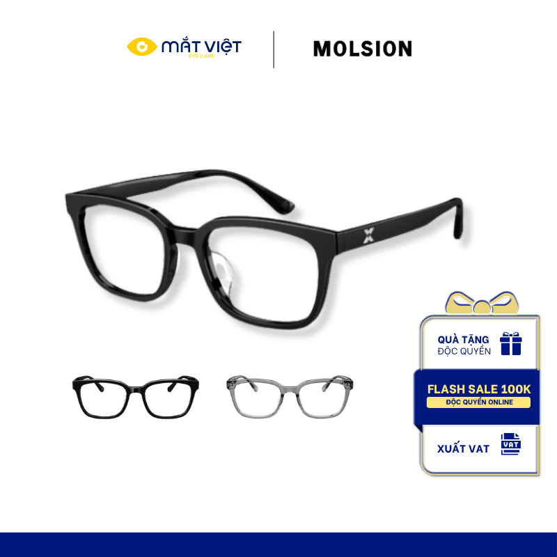 Gọng Kính Unisex MOLSION MX3002, Gọng Kính Vuông, Gọng Kính Acetate Cao Cấp, Mắt Kính Chính Hãng Mắt