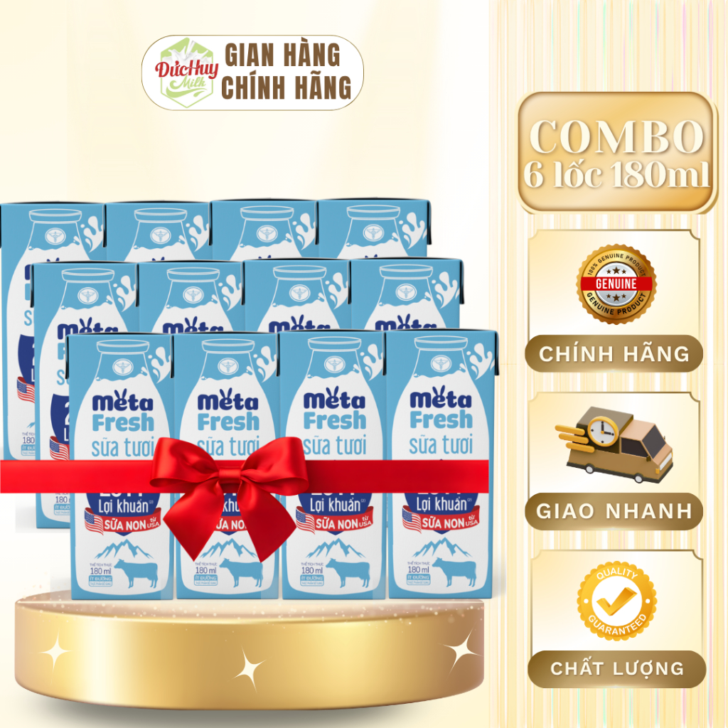 [COMBO] Sữa Non Tươi Nutricare Meta FRESH 20 Tỷ Lợi Khuẩn Ít Đường 180ml