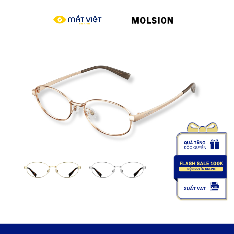 Gọng Kính Unisex MOLSION MA7006 Chính Hãng Dáng Oval, Mắt Kính Cao Cấp Nhựa, Gọng Kính Mắt Việt