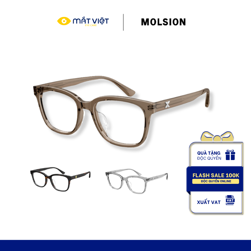 Gọng Kính Unisex MOLSION MX3003 Chính Hãng Dáng Chữ Nhật, Mắt Kính Cao Cấp Acetate, Gọng Kính Mắt Vi