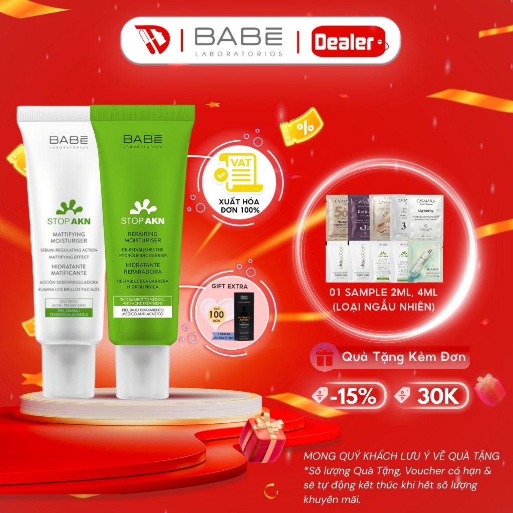 Kem Dưỡng Babe Stop AKN Mattifying Moisturiser/ Babe Stop AKN Repairing Moisturiser 50ml