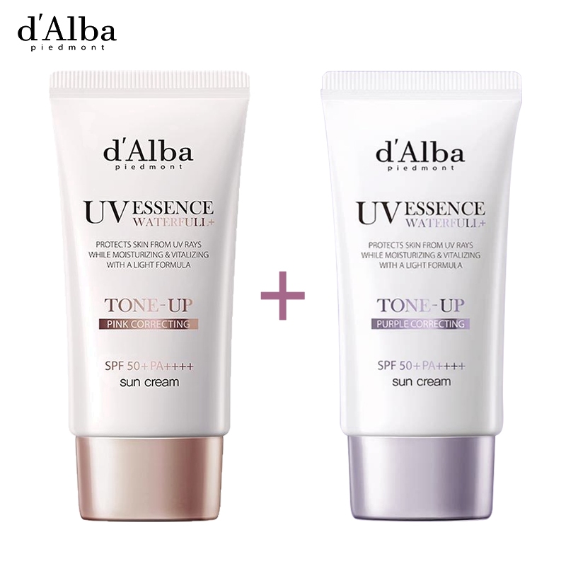 Kem chống nắng Dalba Tím+Hồng bộ đôi SPF cao dưỡng sáng lót trang điểm kháng nước kháng mồ hôi