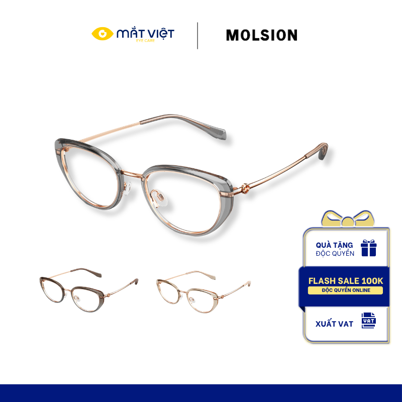 Gọng Kính Nữ MOLSION MA6032 Chính Hãng Dáng Mắt Mèo, Mắt Kính Cao Cấp Tổng Hợp, Gọng Kính Mắt Việt