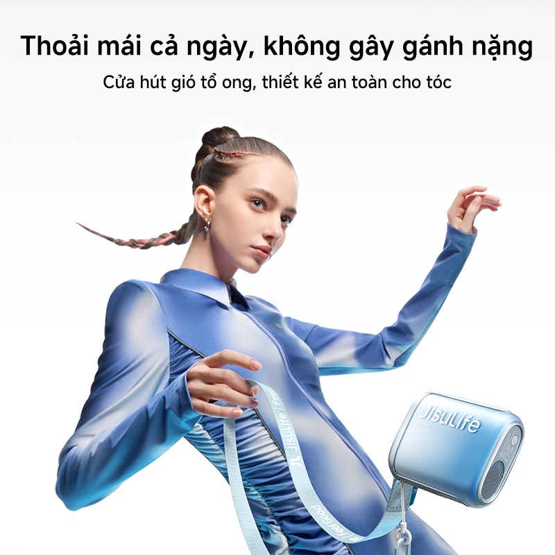 Quạt đeo cổ JisuLife 5, 100 nấc gió siêu mạnh, quạt cầm tay, màn hình LED, quạt thể thao, quạt đeo thắt lưng, thời trang | BigBuy360 - bigbuy360.vn