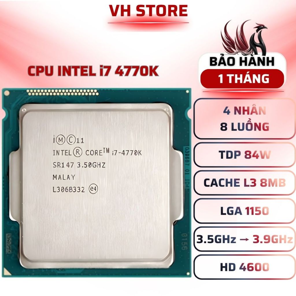 CPU Intel Core i7-4770K 4C8T 3.9GHz LGA1150 - BẢO HÀNH 1 THÁNG - VHSTORE