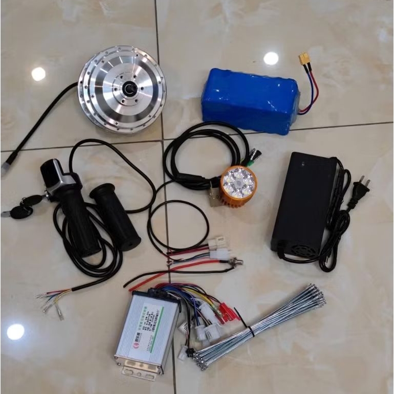 Trọn bộ chế xe đạp điện cho xe thể thao 350w bánh trước nắp được phanh đĩa dùng pin sam sung 15Ah